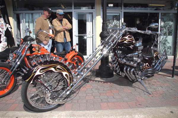 Customized motorcycle on Main Street during Bike Week 2006 - Daytona Beach, Florida