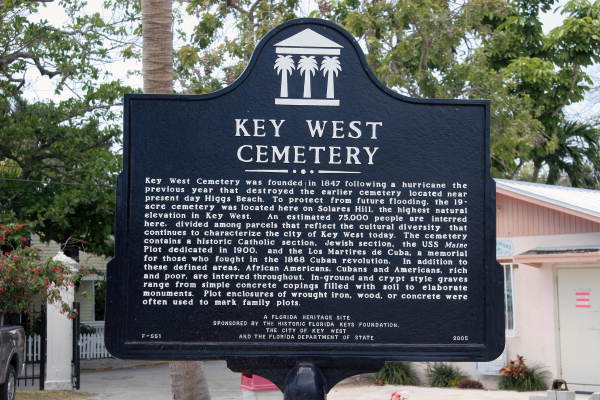 Sign for the Key West Cemetery.
