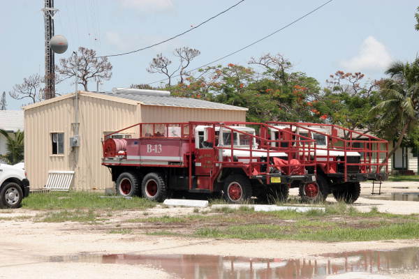 Fire trucks at the Big Pine Key Volunteer Fire department