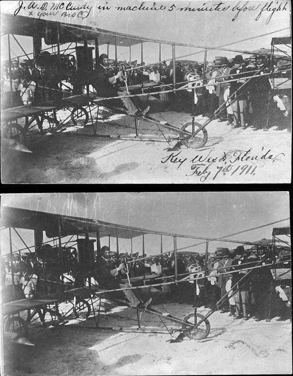 J.A.D. McCurdy in machine 5 minutes before flight.