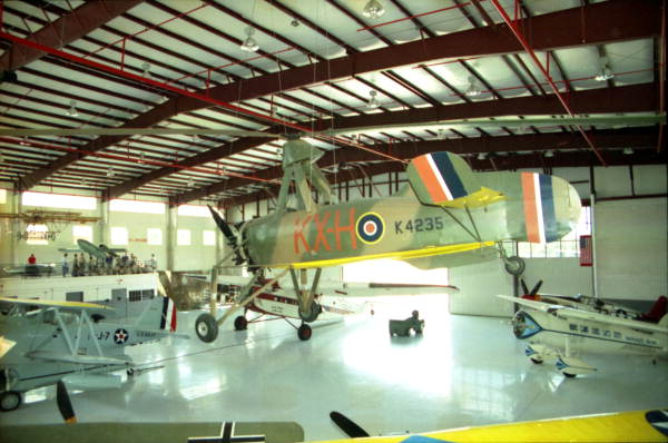Cierva C 30-A Autogyro hangs from the ceiling of the main hangar building of the "Fantasy of Flight" air museum.