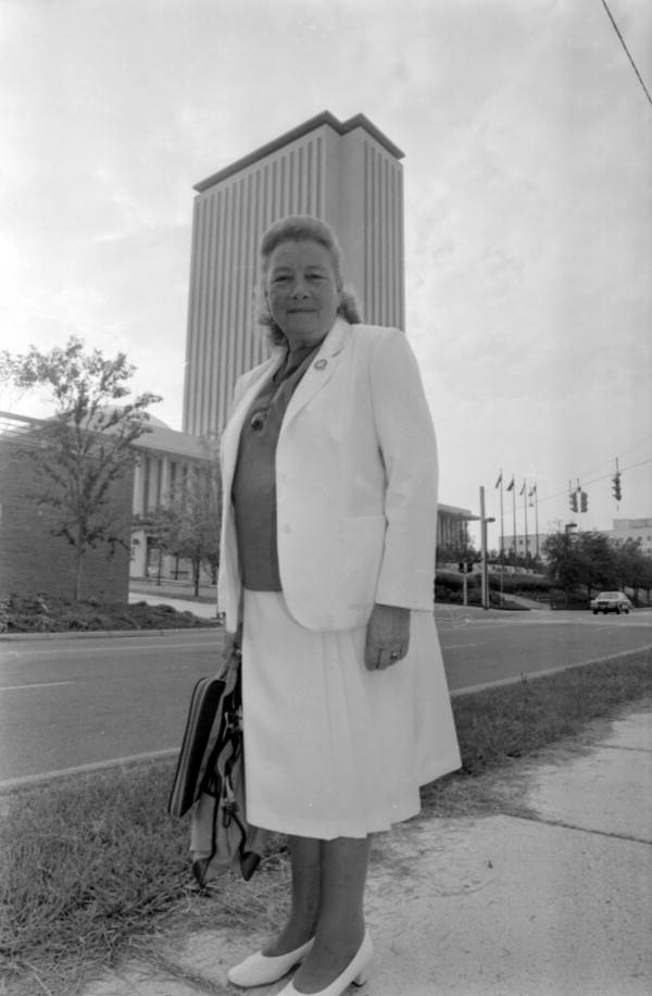 Portrait of lobbyist Bud Bell standing near the Florida State Capitol in Tallahassee, Florida.