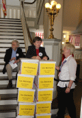 Members from League of Women Voters with petitions at the Old Capitol during the Never Again Rally in Tallahassee.