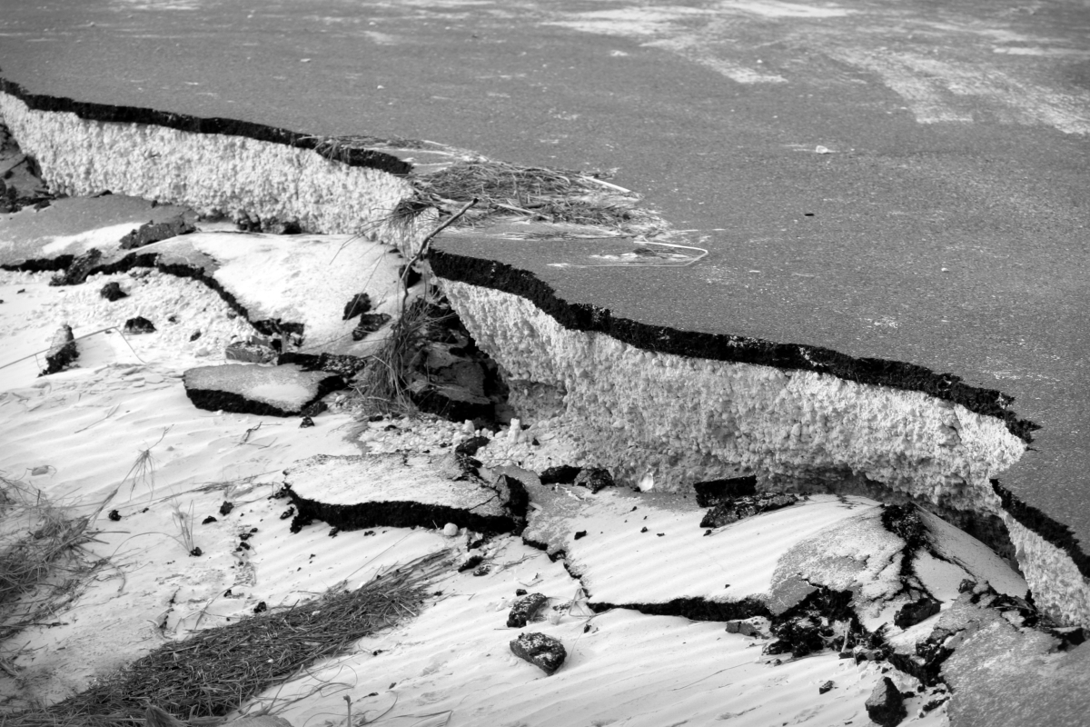 Pavement damaged by Hurricane Ivan - Navarre Beach, Florida.