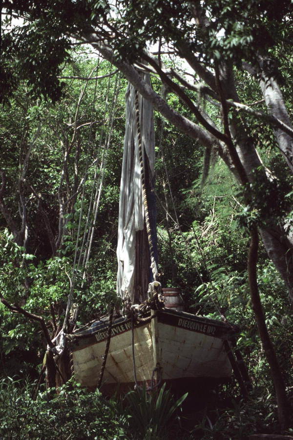 Haitian refugee boat "Dieuquivle No2" at Islamorada, Florida.