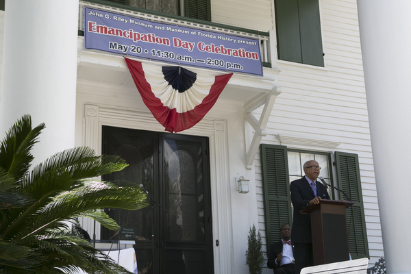 Reverend Henry Steele speaking during the Emancipation Day Celebration at the Knott House Museum in Tallahassee.