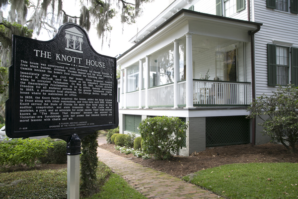 Historical marker at the Knott House Museum in Tallahassee.