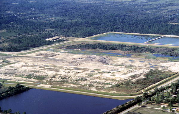 Aerial view showing a solid waste disposal facility - Brevard County, Florida