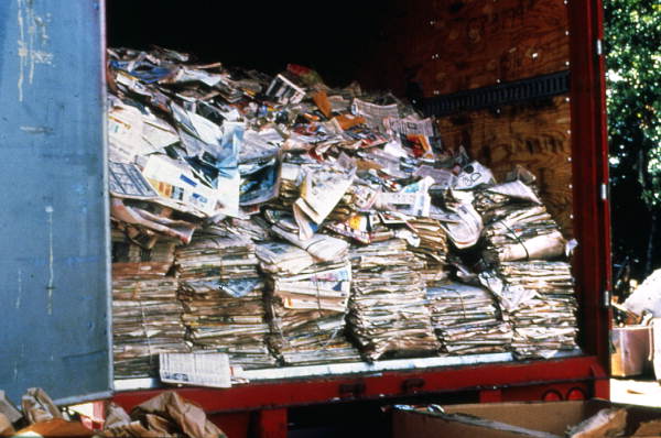 View of paper ready for recycling