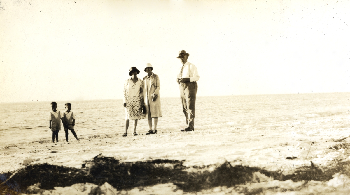Bloyd family members on a beach near Tarpon Springs, Florida.