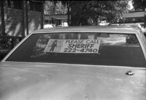 Sticker on Sheriff's department vehicle - Tallahassee, Florida.