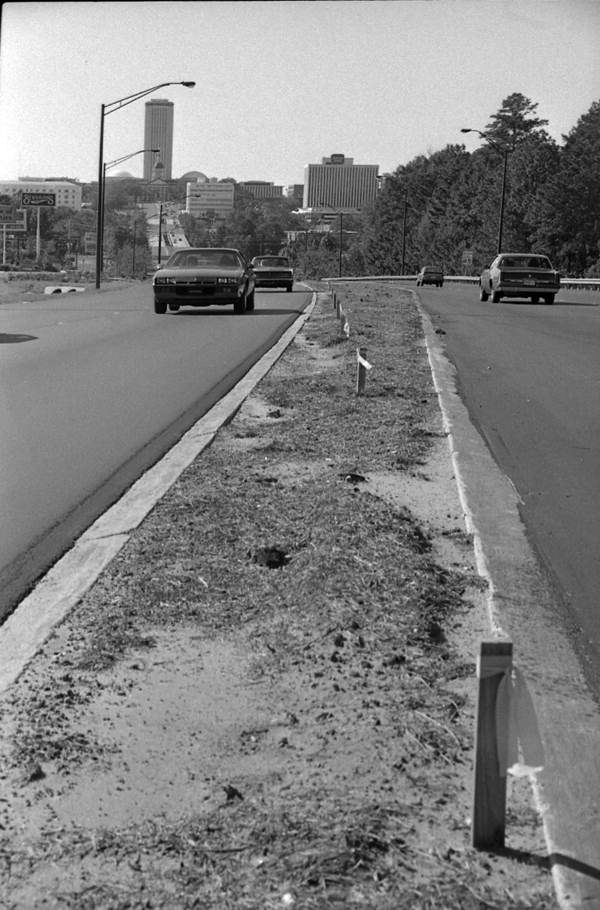 View looking west on Apalachee Parkway toward the Capitol in the distance - Tallahassee, Florida.