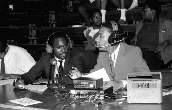Two unidentified sports announcers - Tallahassee, Florida.