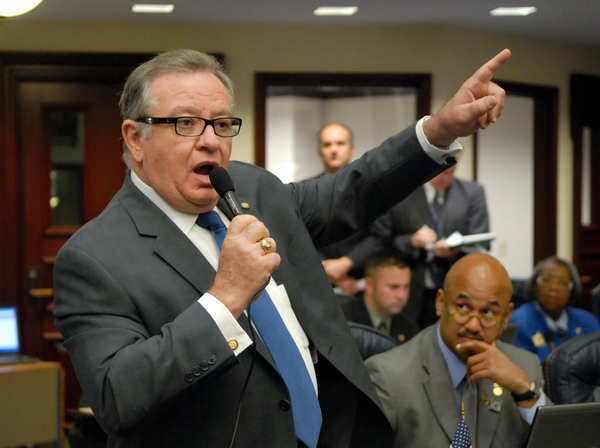Representative Luis Garcia, Jr., D-Miami, offering opposition debate to the Paycheck Protection Bill (HB 1021) on the House floor.