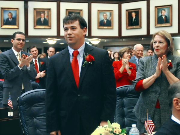 Representative John Legg, R-Port Richey, is applauded by House colleagues during Organization session of the Legislature after being selected as Speaker-pro tempore.