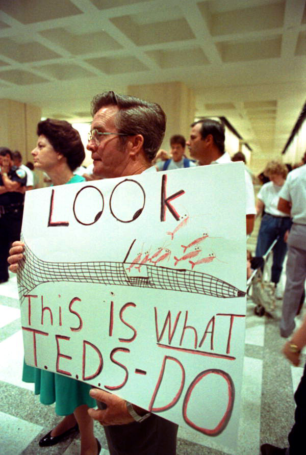 Claude Creamer protests Turtle Excluder Devices - Tallahassee, Florida