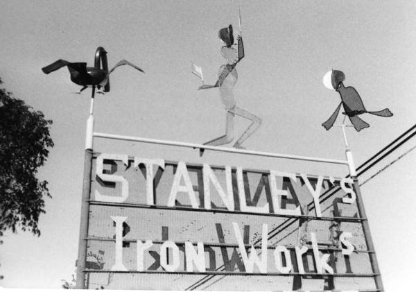Sign for Stanley's Iron Works at the folk art museum in Key Largo, Florida.