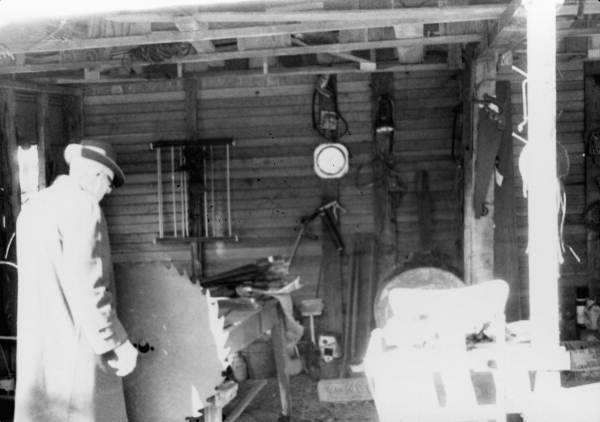 View showing saw hammerer W.H. Hammack at his shop in Jasper, Florida.