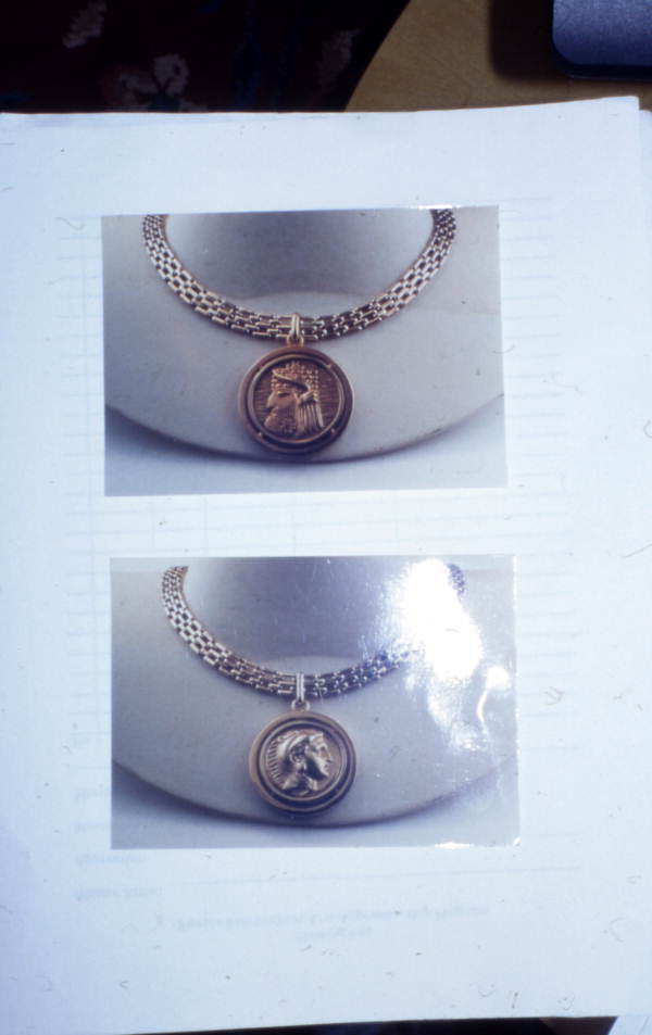 Photographs showing necklaces made by Armenian jeweler Setrag Kalandjian in Coral Springs, Florida.