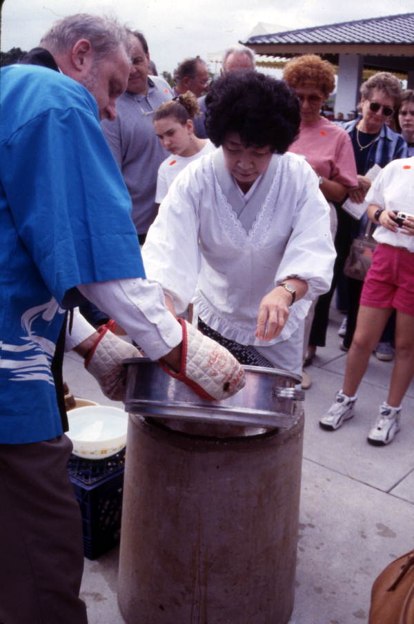 Mochi rice cakes being made during a festival at the Morikami Museum in Delray Beach, Florida.