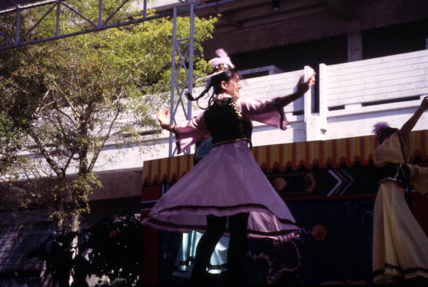 View of dancers performing during a Chinese New Year celebration in Miami, Florida.