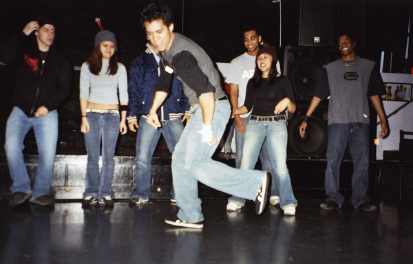 Breakdancer on the floor at Club Downunder on the FSU campus in Tallahassee, Florida.