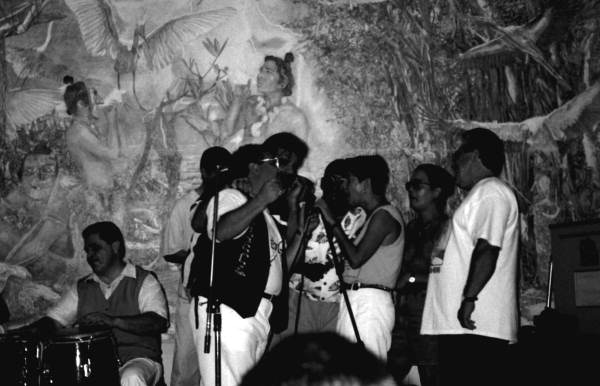 Marty Galagarza and amigos performing Cuban rumba dance music during the Historical Museum of Southern Florida's Caribbean Percussion Festival in Miami, Florida.