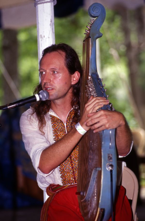 Yarko Antonevych, of Miami, playing the Ukrainian bandura at the 1995 Florida Folk Festival in White Springs.