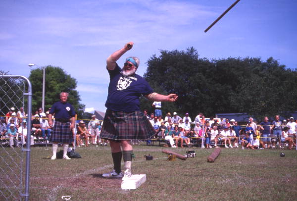Contestant throwing the hammer during the Highland Games in Dunedin, Florida.