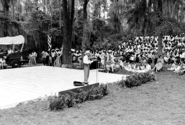 Fiddler Zeke Stephens of Marianna performs during the 1956 Florida Folk Festival- White Springs, Florida