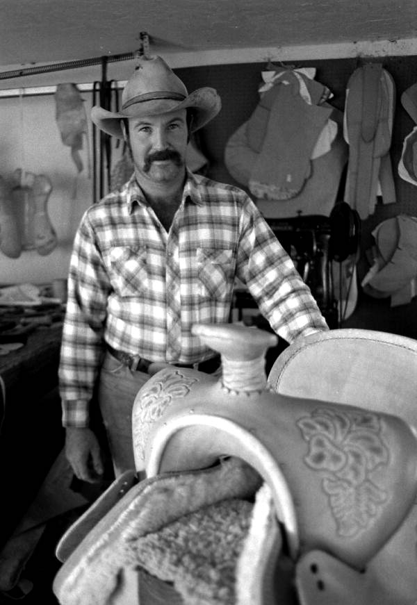 Mike Wilder in his saddle shop- Kenansville, Florida