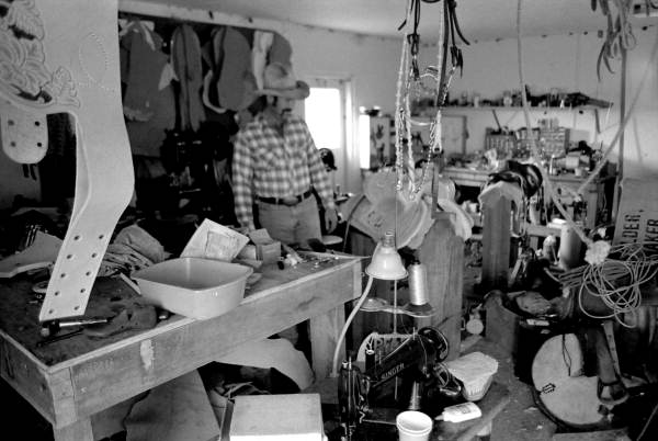 Mike Wilder in his saddle shop- Kenansville, Florida