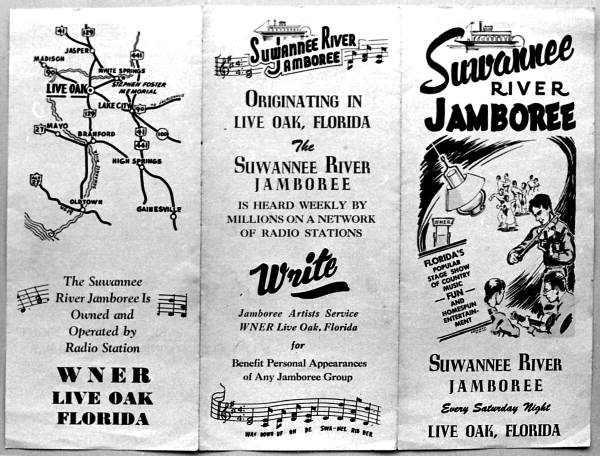Photograph of a promotional pamphlet made for the Suwannee River Jamboree- Live Oak, Florida