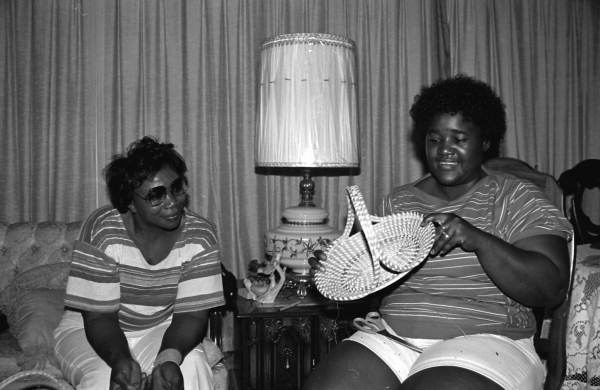 Margaret Garrison and Barbara Turner making sweetgrass baskets- Jacksonville, Florida.