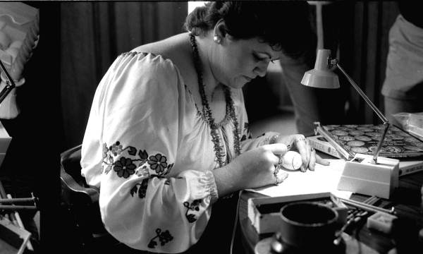 Sophia Moskaluk painting an egg - White Springs, Florida