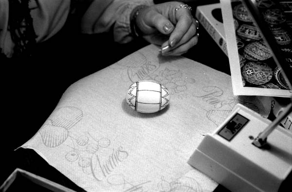 Sophia Moskaluk painting an egg - White Springs, Florida