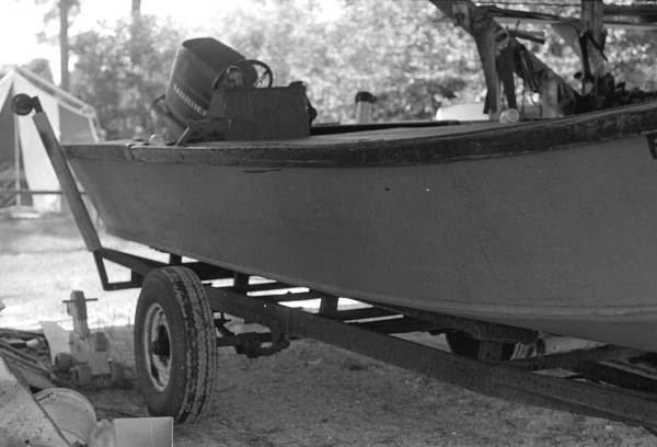 View of a boat built by Leo Gillis- Basinger, Florida