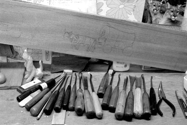 Tools used by Bill Cooey to carve wood- Milton, Florida