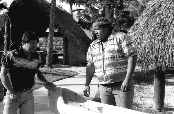 Bobby Henry (L) and Danny Wilcox with a dugout canoe- Tampa, Florida