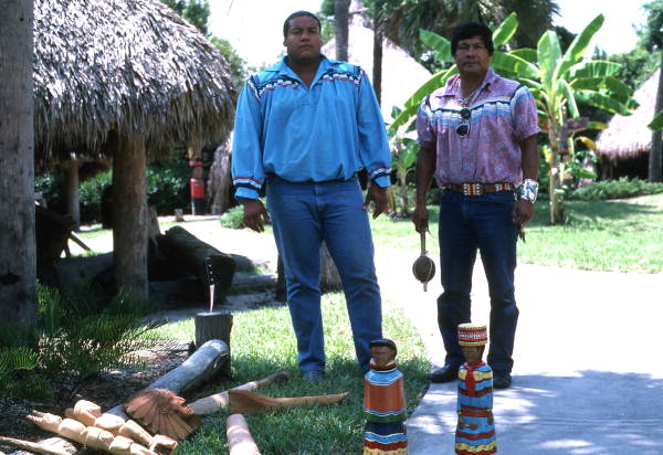 Danny Wilcox (L) and Bobby Henry with examples of woodwork- Tampa, Florida