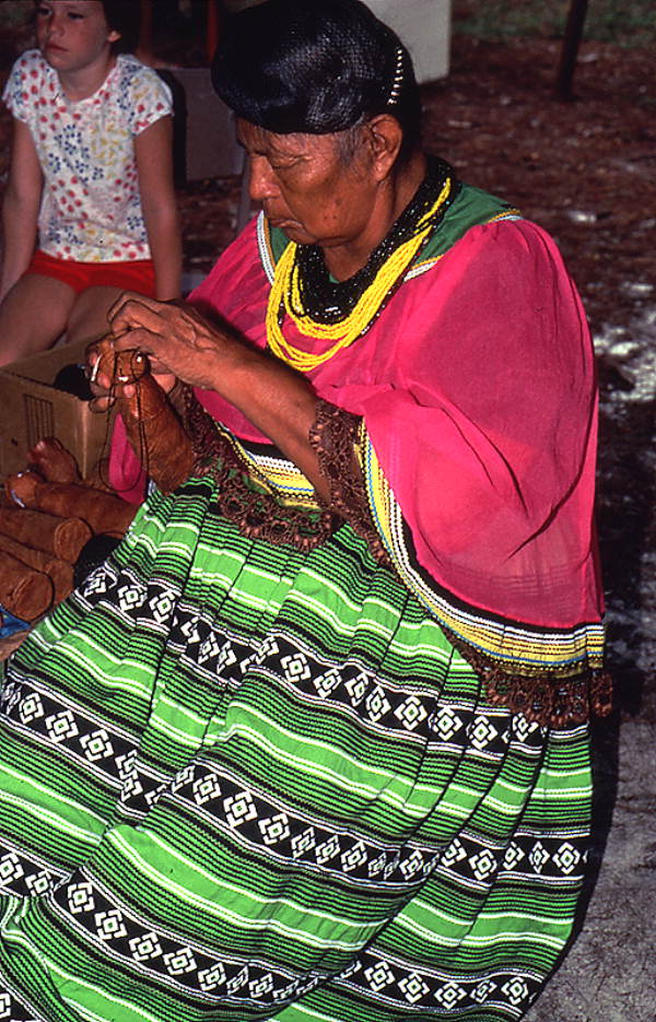 Seminole woman sewing