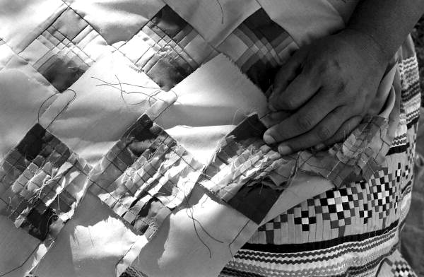 Miccosukee/Seminole patchwork being made by Jennie Billie and her apprentice Minnie Bert - Miccosukee Reservation, Florida