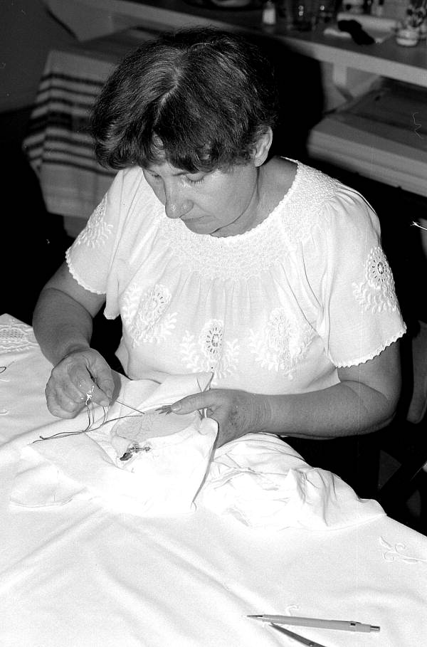 Margaret Horvath making Hungarian embroidery- Port Orange, Florida