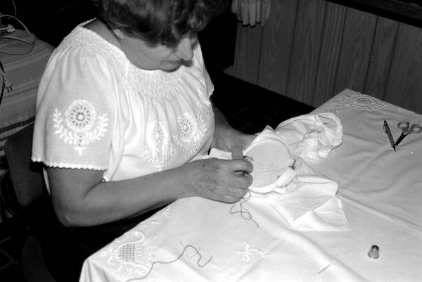 Margaret Horvath making Hungarian embroidery- Port Orange, Florida