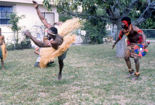 Augustine and Felix Omeben practicing Nigerian acrobatic dance