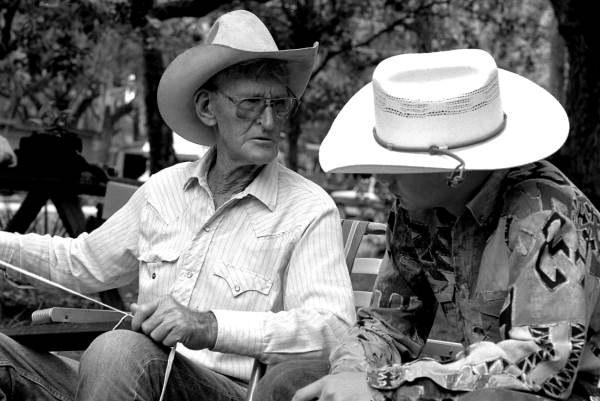 Cow whip maker George "Junior" Mills (l) and his apprentice J. Taylor Marcus - Okeechobee, Florida.