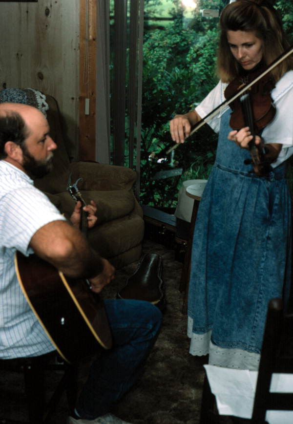 Trenda Slaughter playing oldtime fiddle music with unidentified guitarist - Old Town, Florida