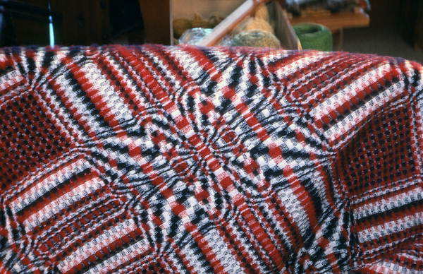 Close-up view of coverlet woven by Jane Burns - West Palm Beach, Florida.