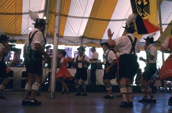 People folk dancing at Oktoberfest festival - Lantana, Florida.