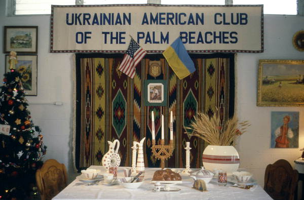 Typical Ukrainian Christmas scene set up by Ukrainian American Club of the Palm Beaches- West Palm Beach, Florida.